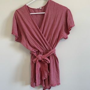 Red &White Seersucker Shorts Jumper